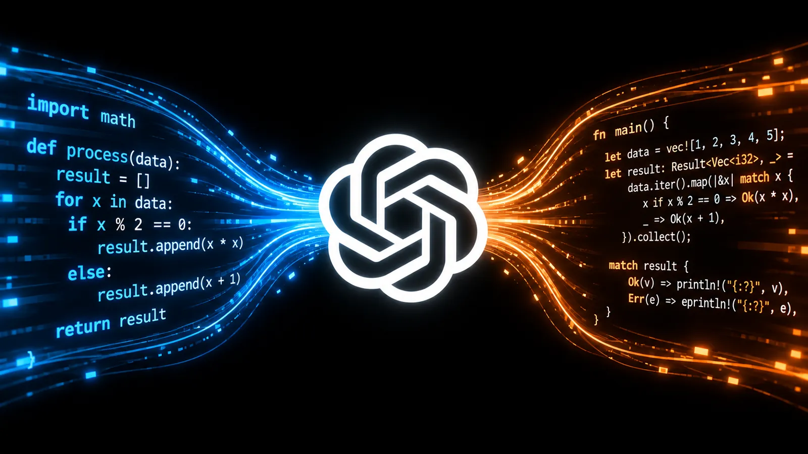 Links geht Python Code rein und recht Rust Code raus