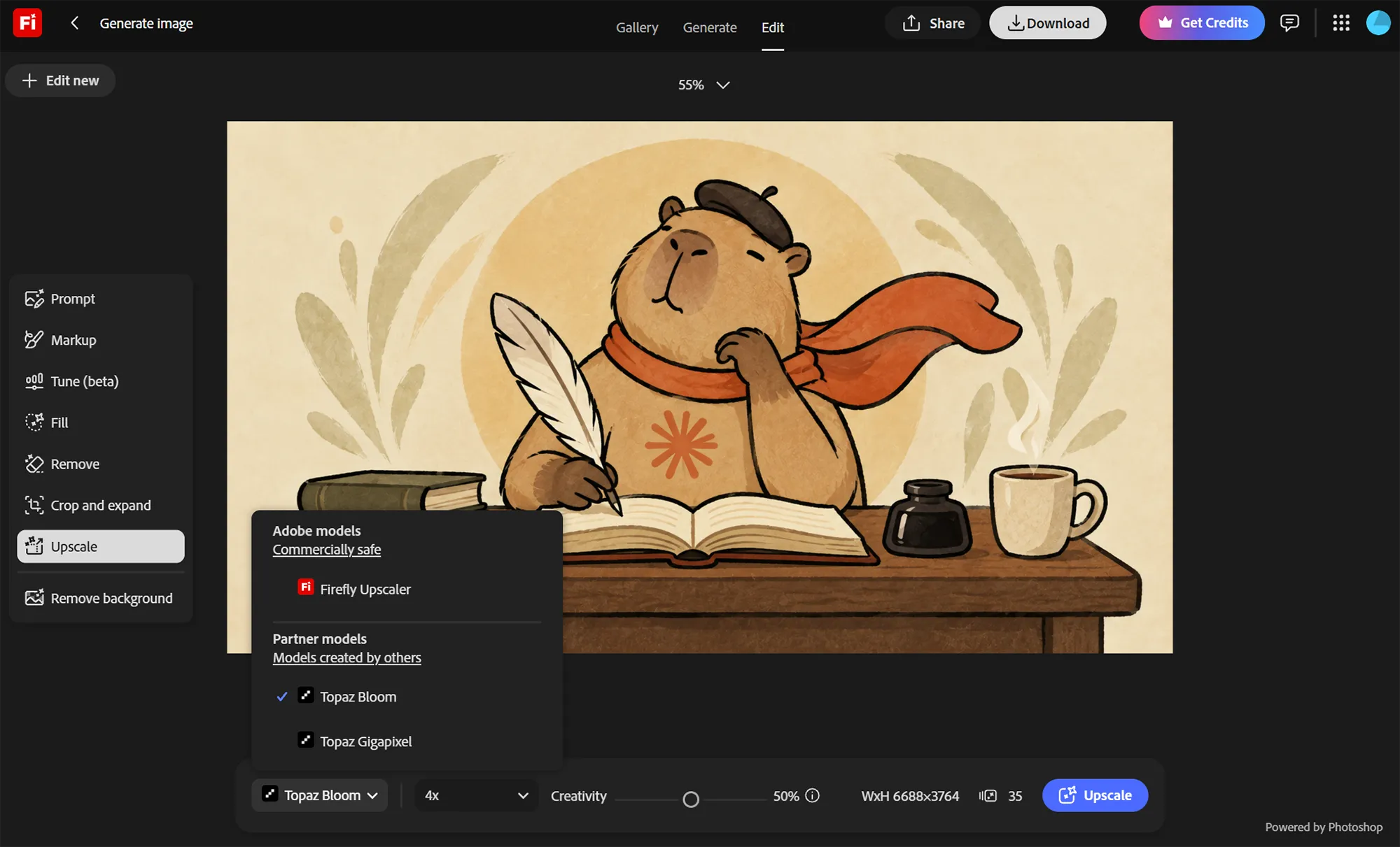 Auswahl in Adobe Firefly