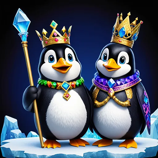 Zwei Pinguine als Könige