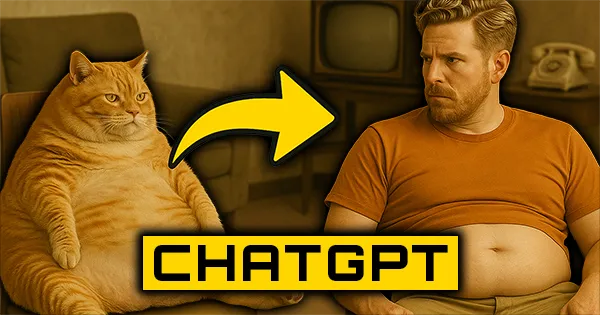 Eine Katze wird zu einem Menschen