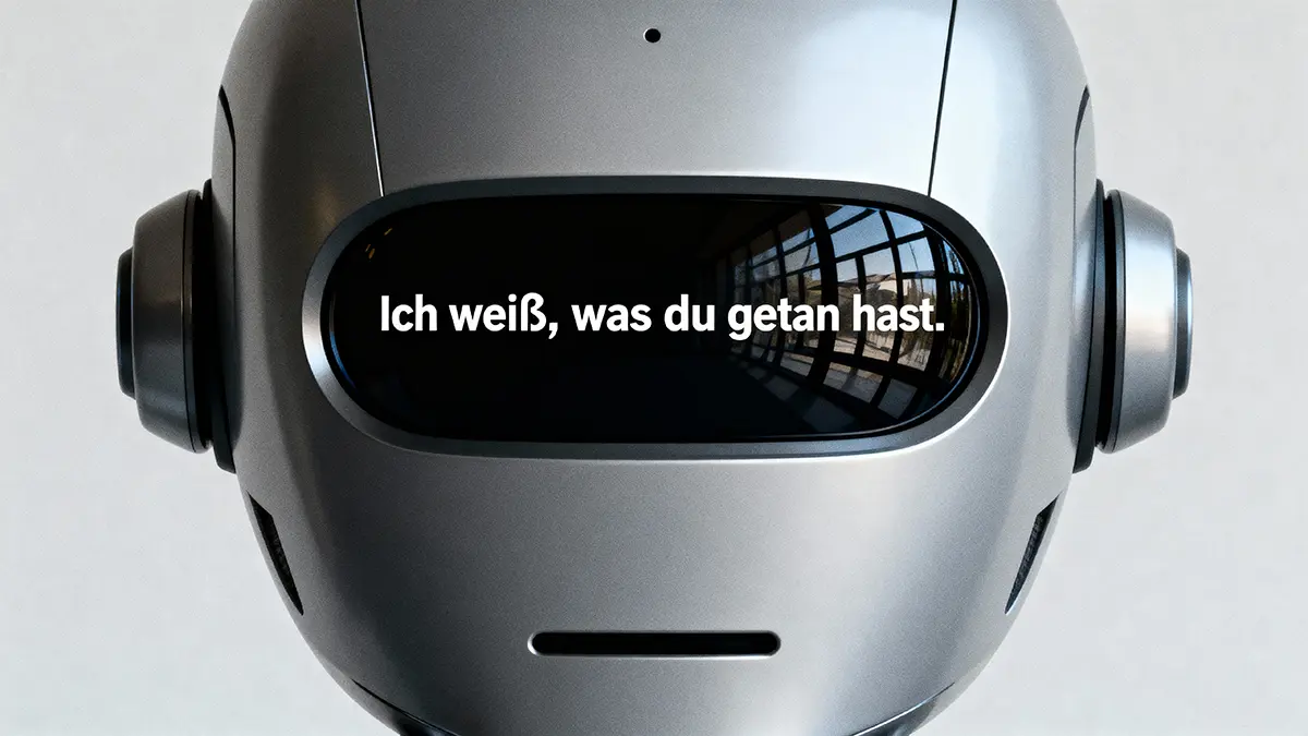 Roboterkopf mit Text