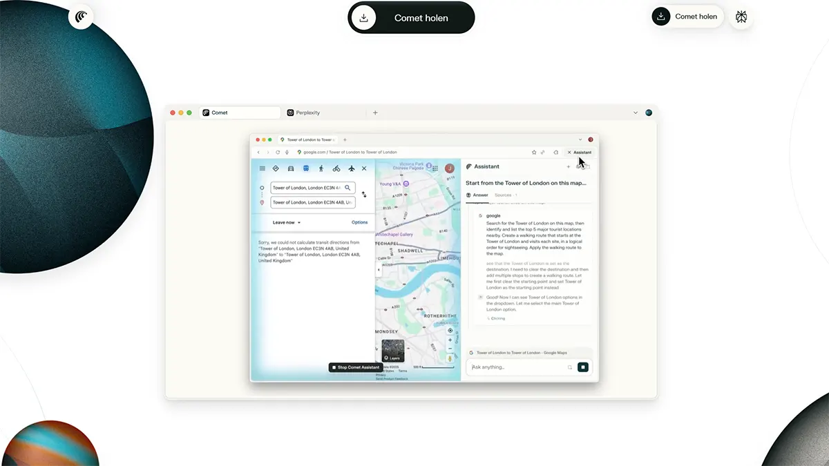 Ein Comet Browser Window