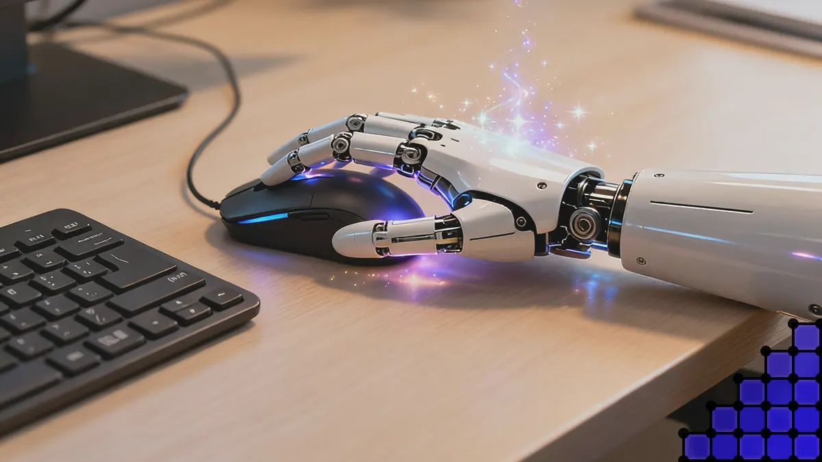 Ein Computer bedient die Maus