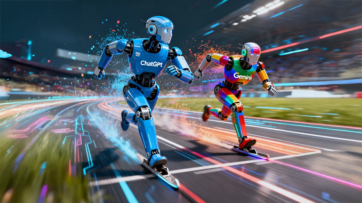 Ein Wettrennen zwischen Robotern um KI-Anteile