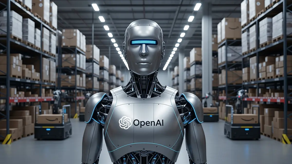 Ein OpenAI Roboter im Amazon Lager