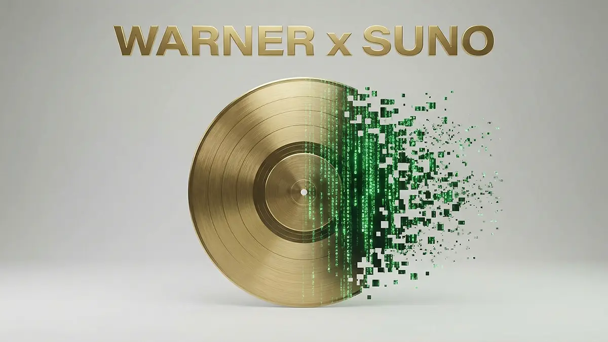 Eine goldene Schalplatte mit KI-Code