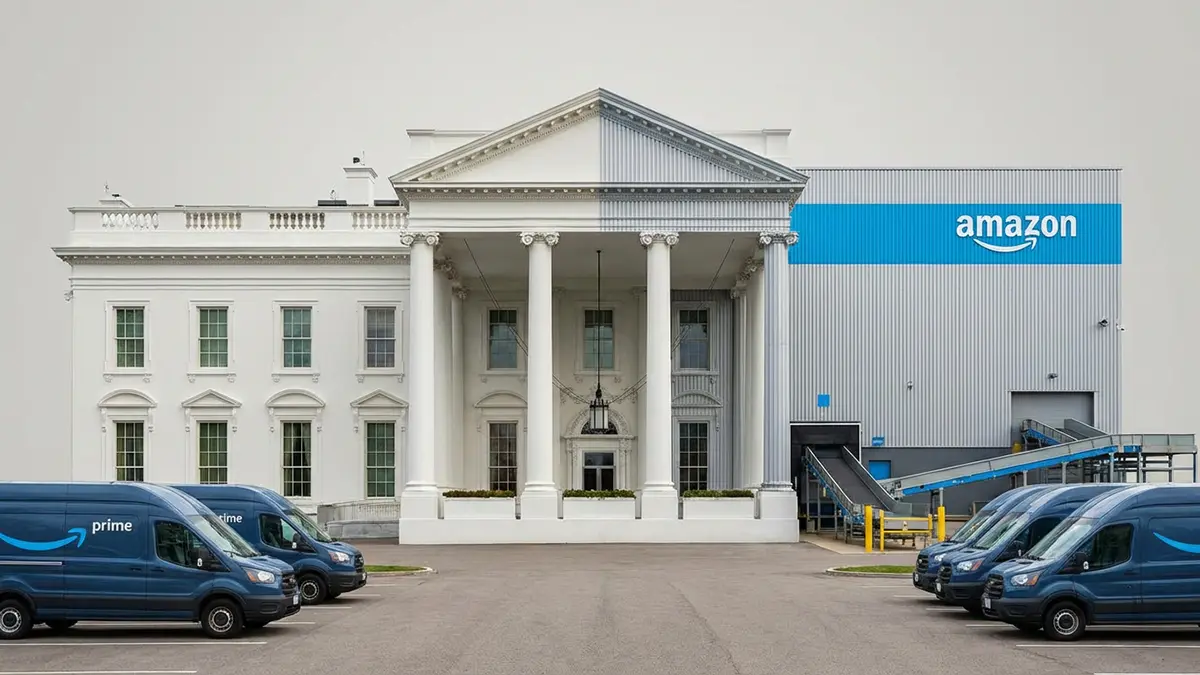 Eine Mischung aus weißem Haus und Amazon Lager