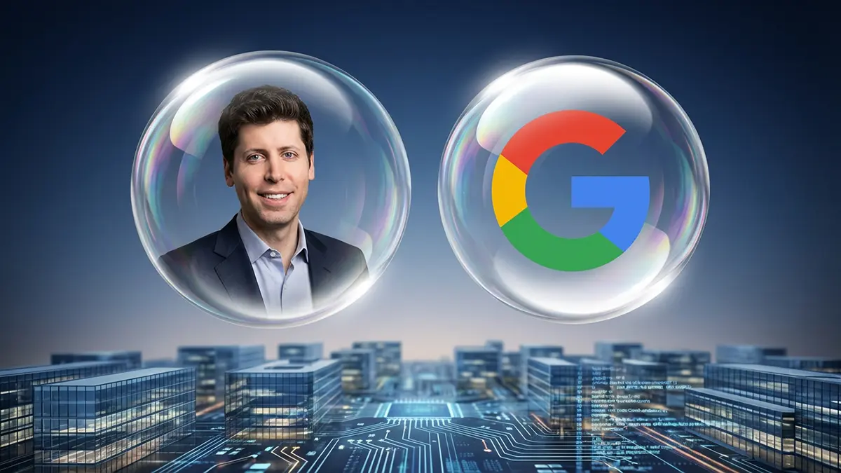 Google und Sam Altman in einer Blase