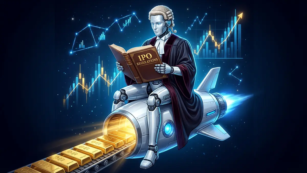 Ein Roboter-Richter ließt ein IPO Buch