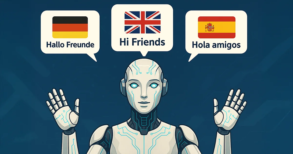 Ein Roboter spricht simultan Deutsch, Englisch und Spanisch