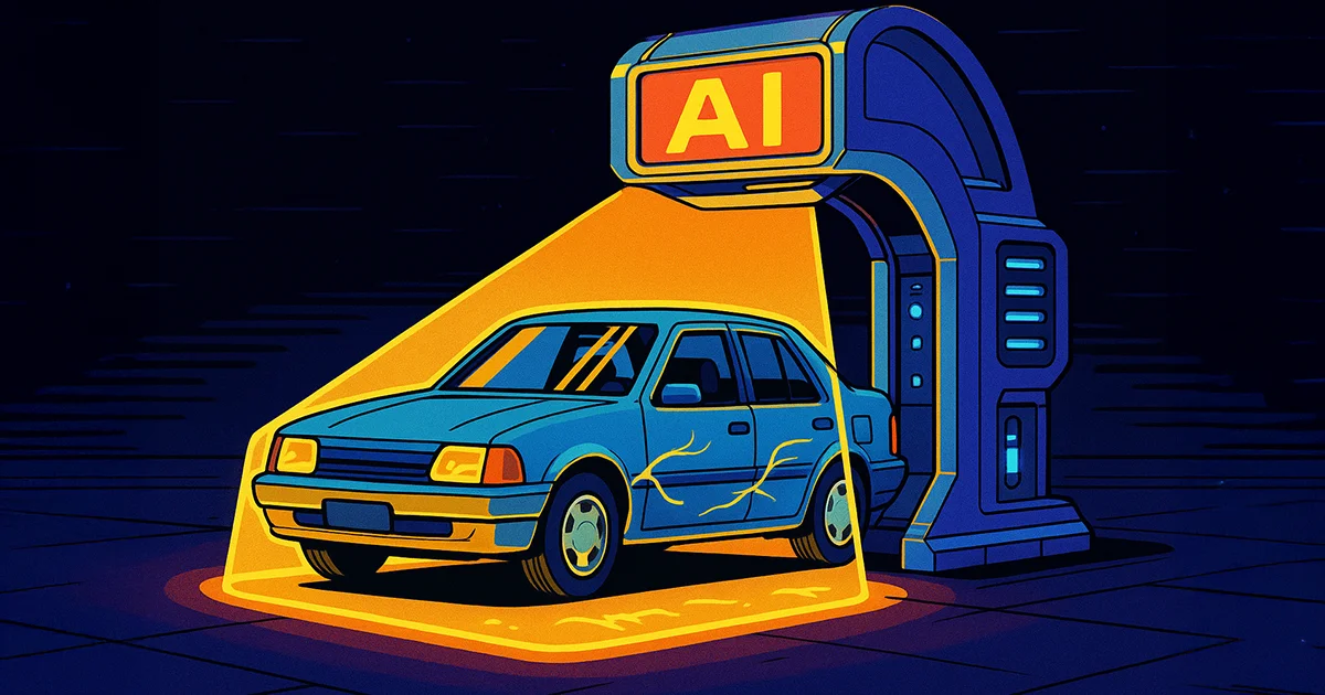 Ein Auto wird von einem KI-Scanner gescannt 