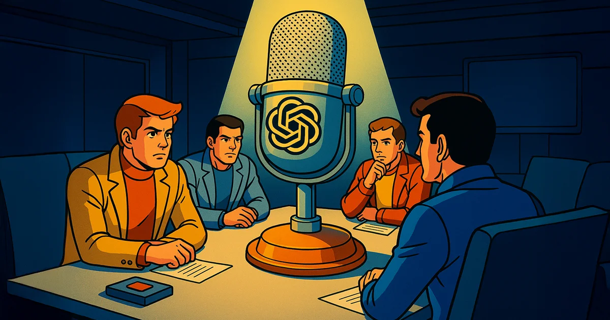 Ein Business Meeting mit einem OpenAI Mikrofon