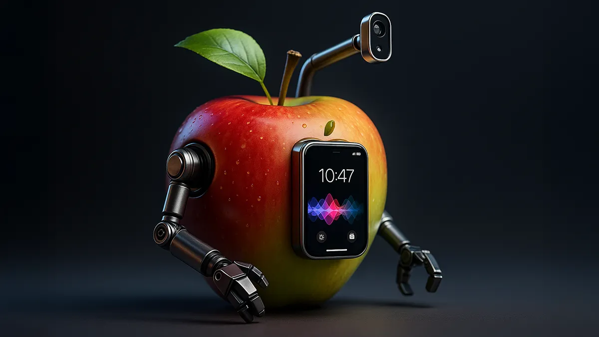 Ein Apfel mit Kamera, Display und Roboterarm