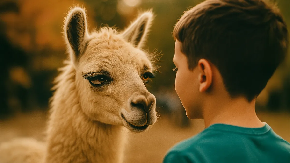 Ein Meta Lama und Kinder