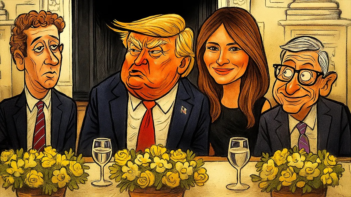 Ein Bild von Trump mit Zuckerberg und Bill Gates im weißen Haus