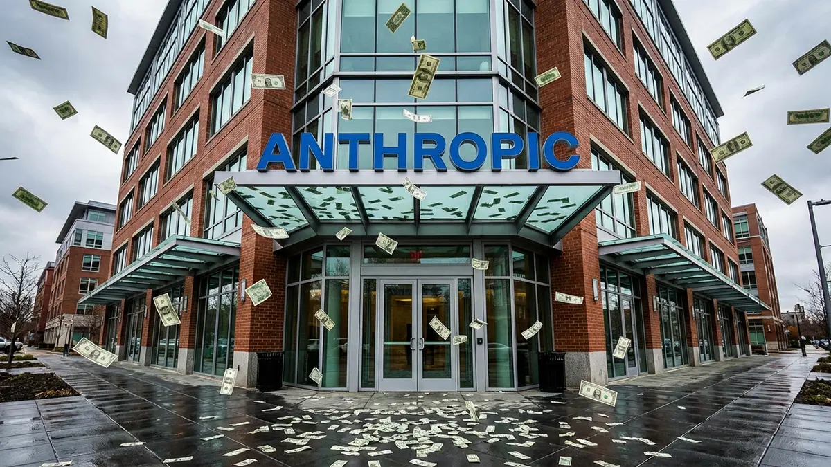 Geld regnet auf das Anthropic Headquarter