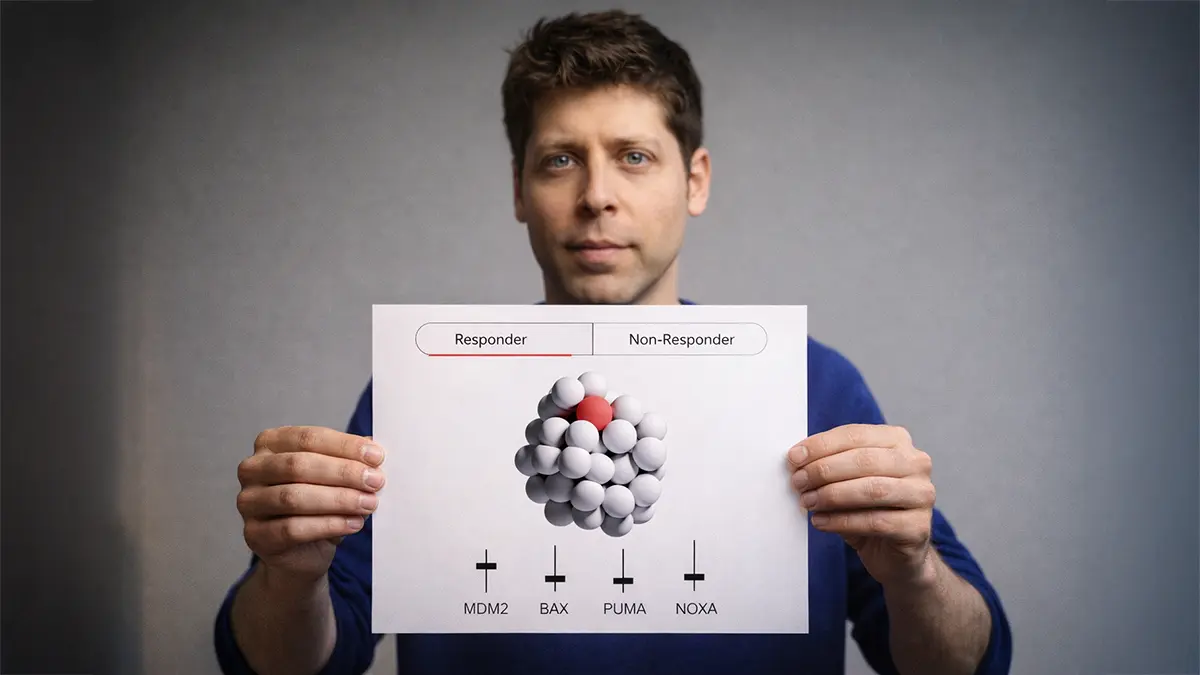 Sam Altman hält Grafik in die Kamera