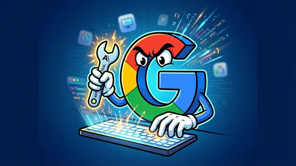 Ein Google Entwickler mit Anthropic Werkzeug in der Hand