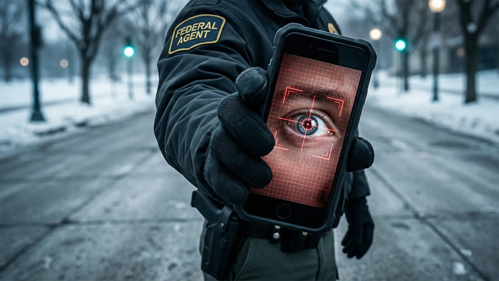 Ein ICE Agent macht ein Bild