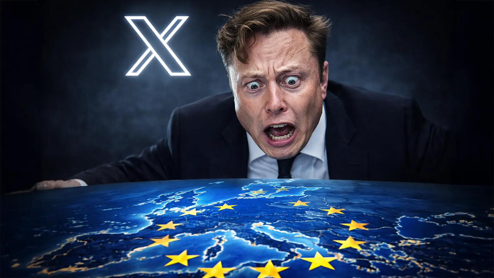 Elon Musk schaut panisch auf die EU