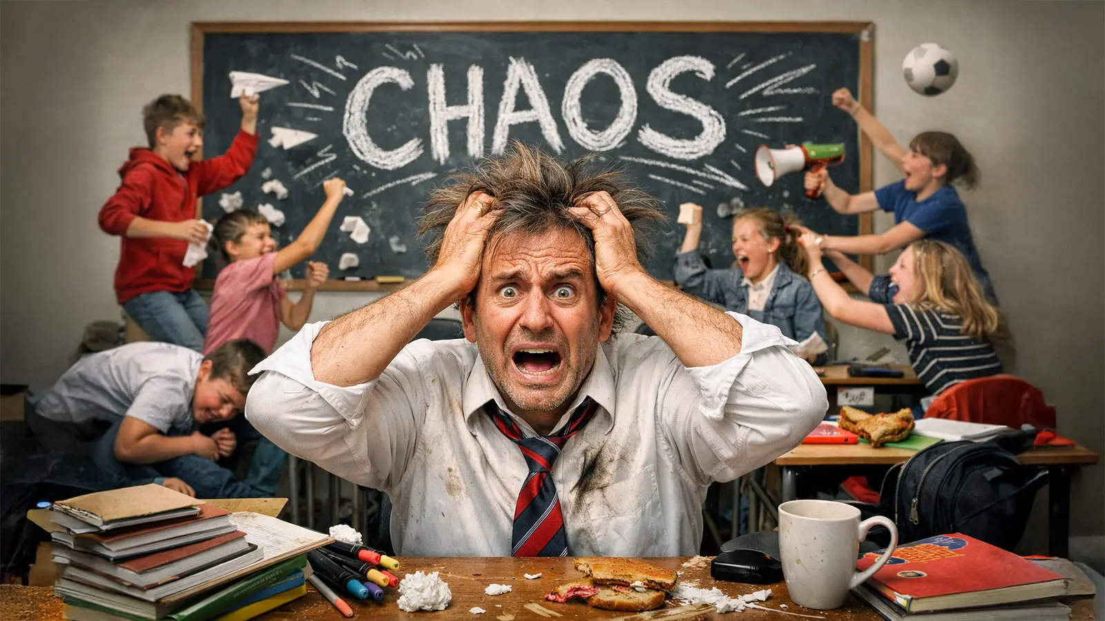 Chaos in einem Klassenzimmer