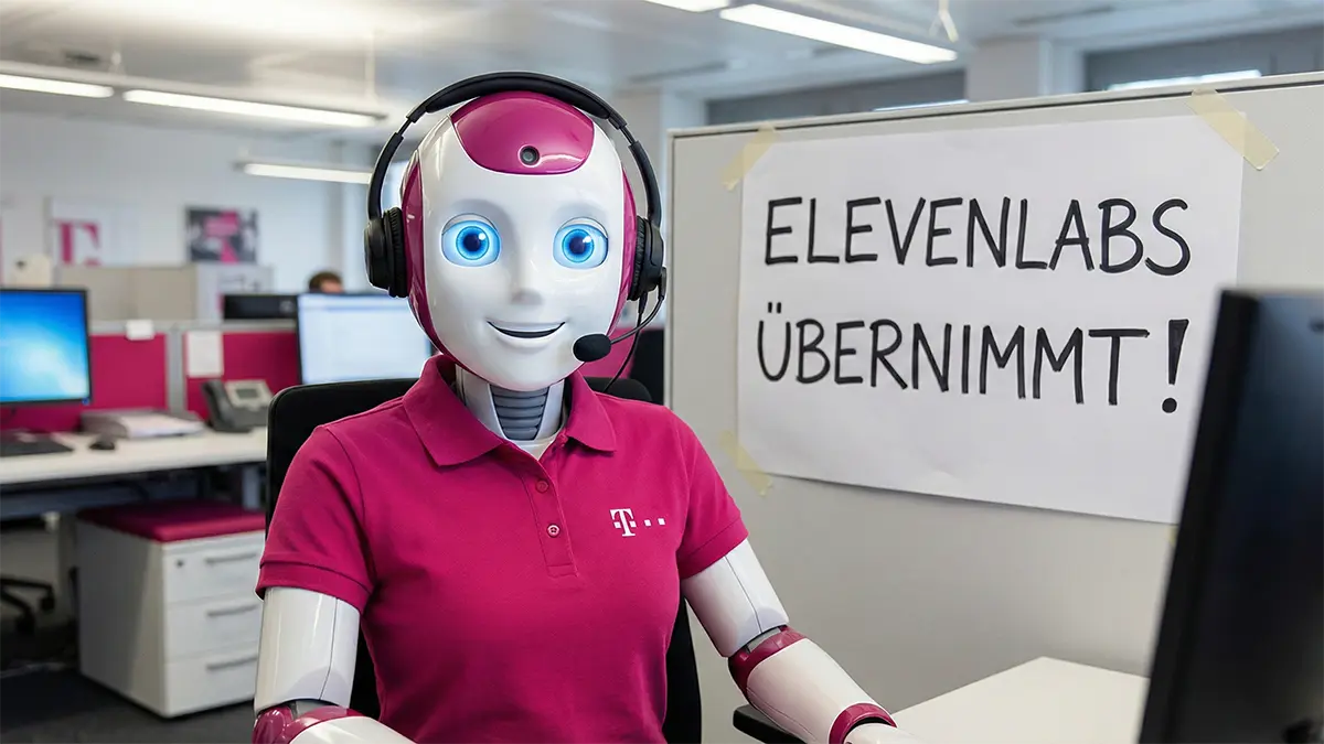 Ein Telekom Service Roboter mit Elevenlabs Stimme