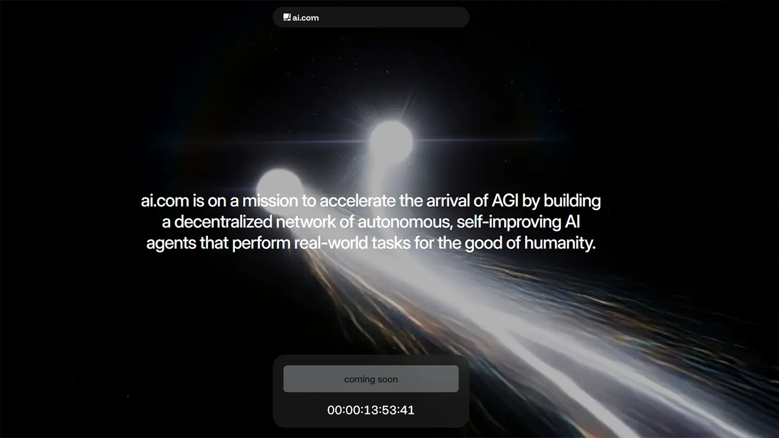 Ein Startbildschirm von ai.com
