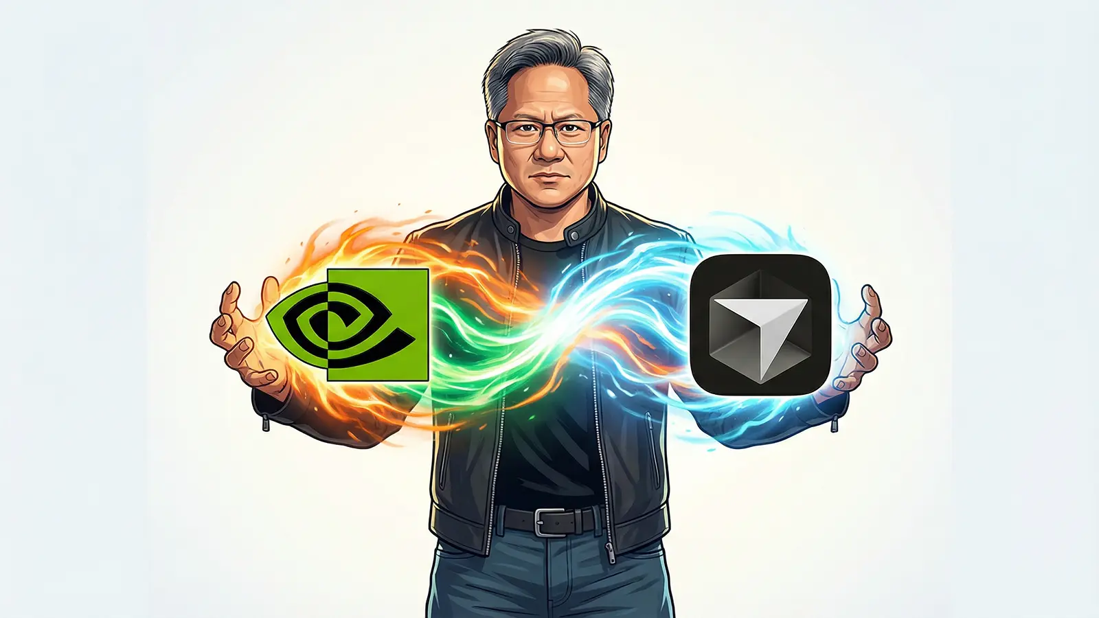 Jensen Huang verbindet Nvidia Logo mit Cursor Logo