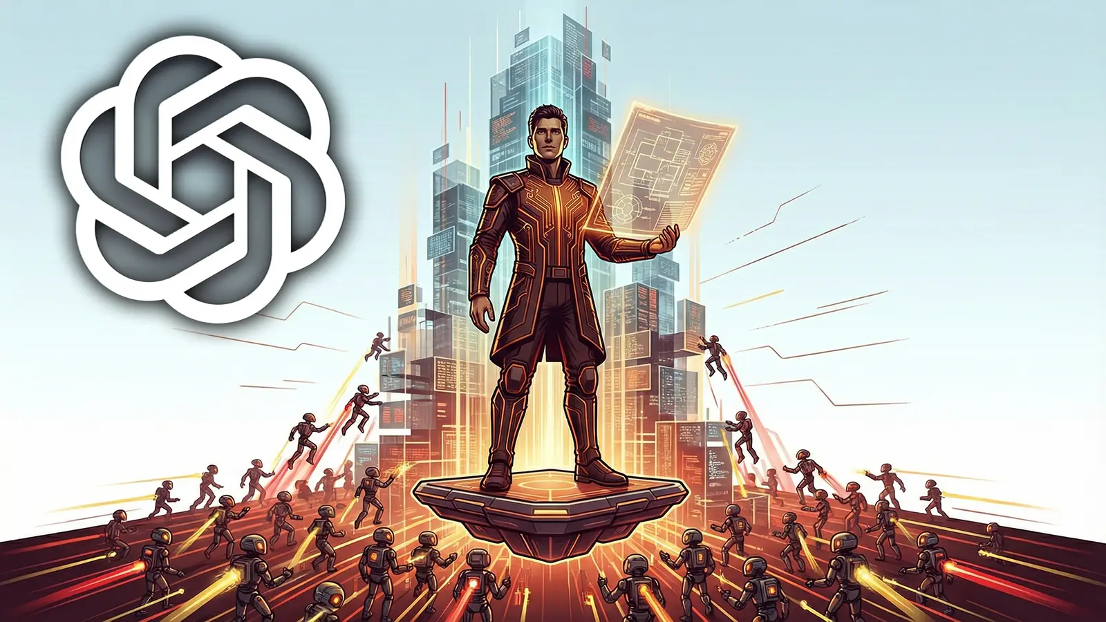 Ein Mensch orchestriert KI-Agenten