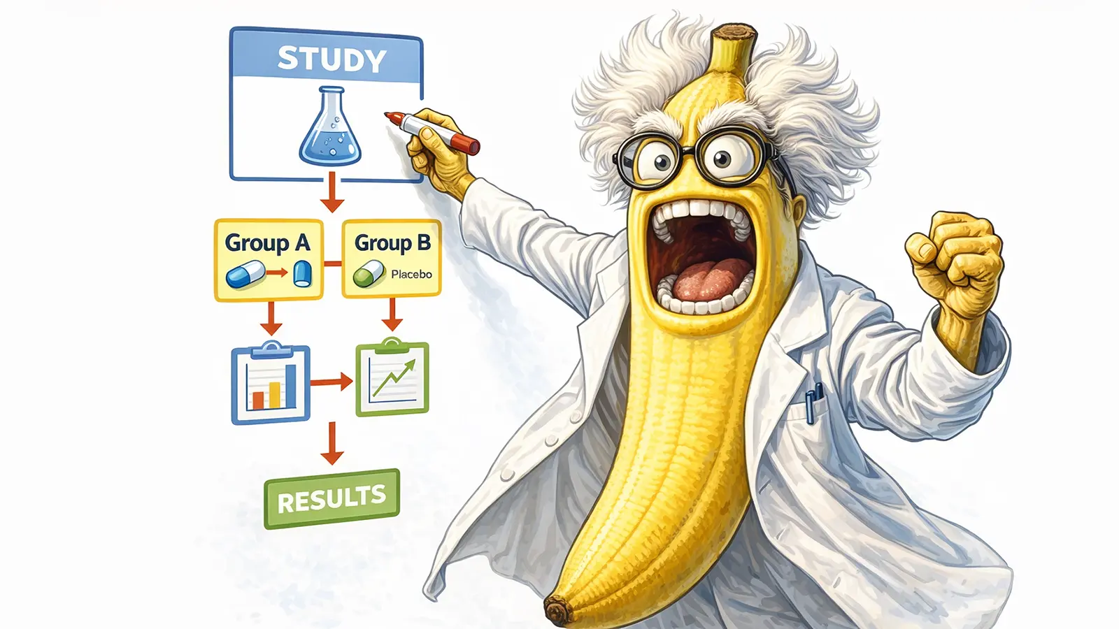 Ein Banane als Professor malt