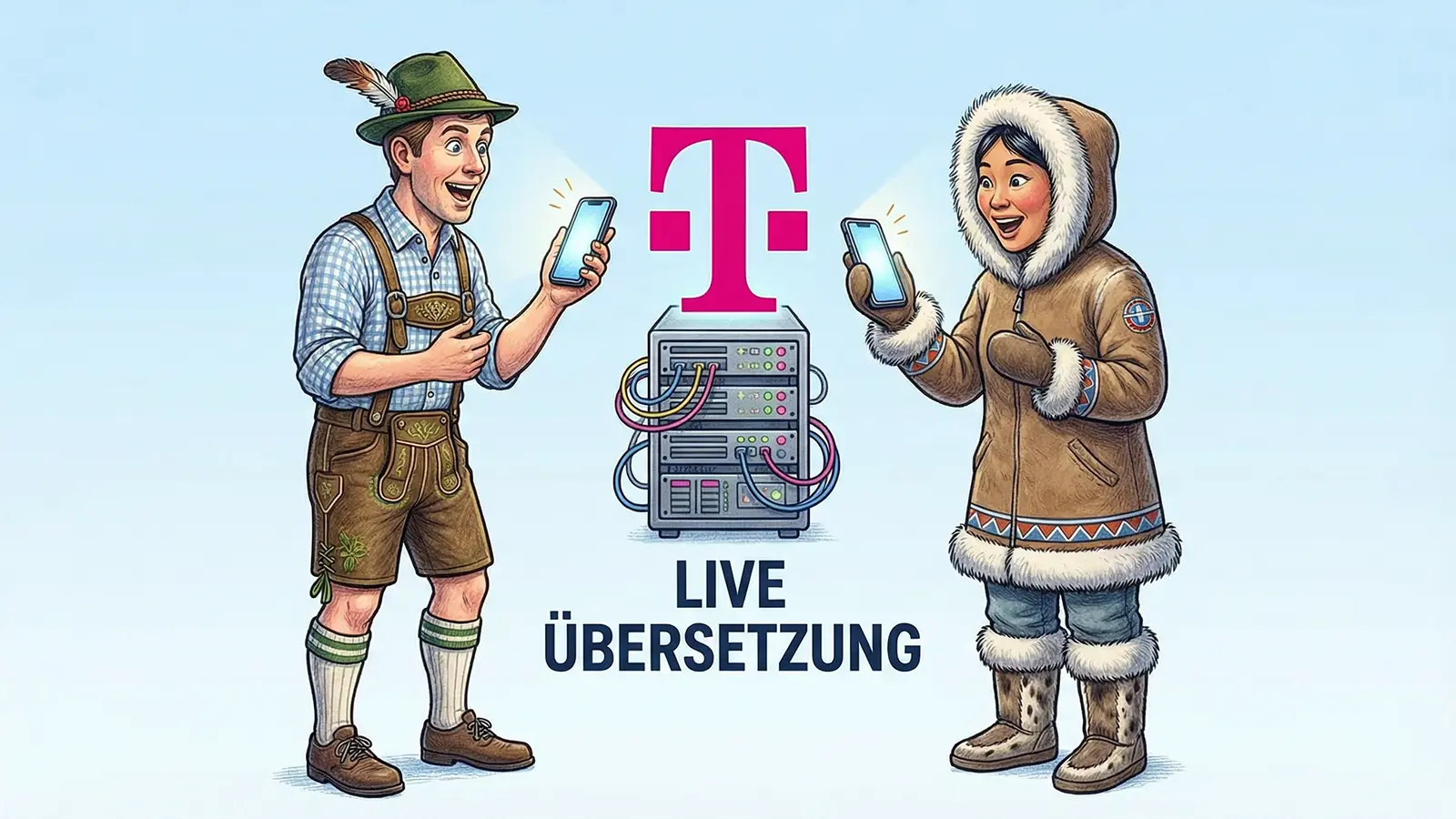 Zwei Personen telefonieren mit T-Mobile