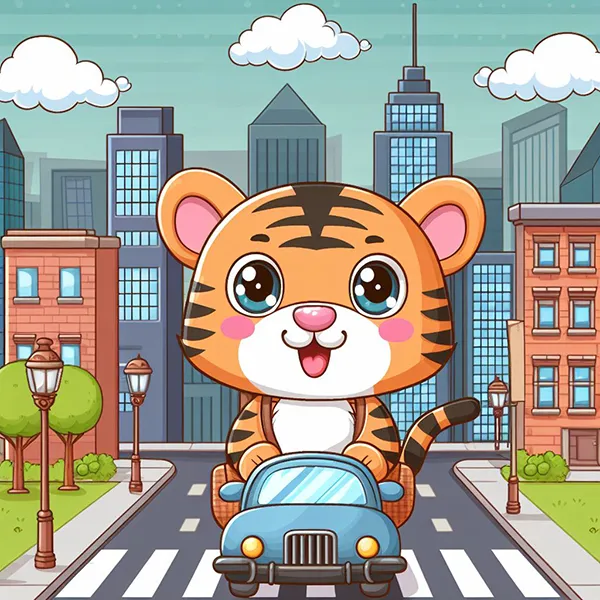 Comic Tiger in der Stadt